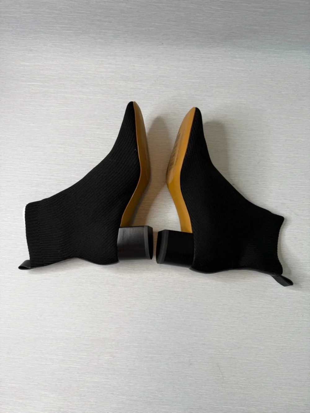 Everlane The Glove Boot Rib Knit Ankle Sock Boots Size 8 Black ReKnit Block Heel